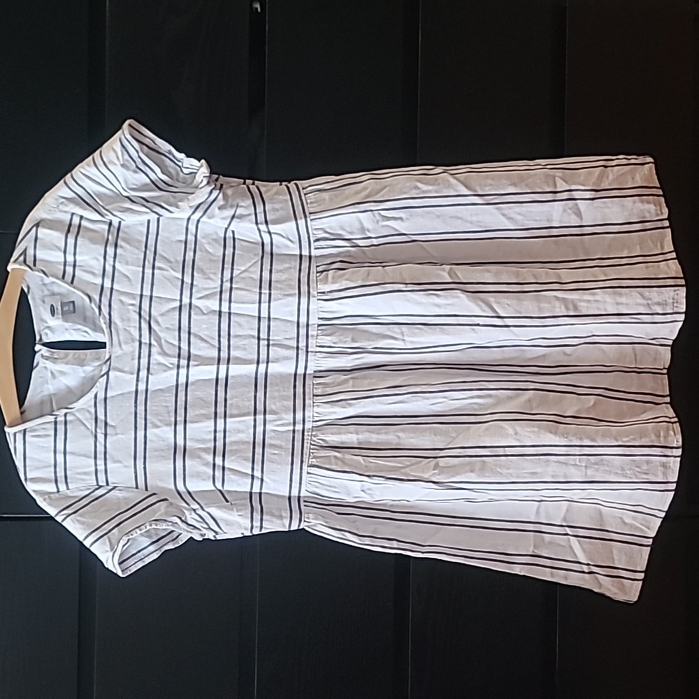 Old Navy blue striped linen skater dress XL
